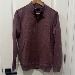 Travis‎ Mathew Burgundy Quarter Zip Sweater, Size Small
